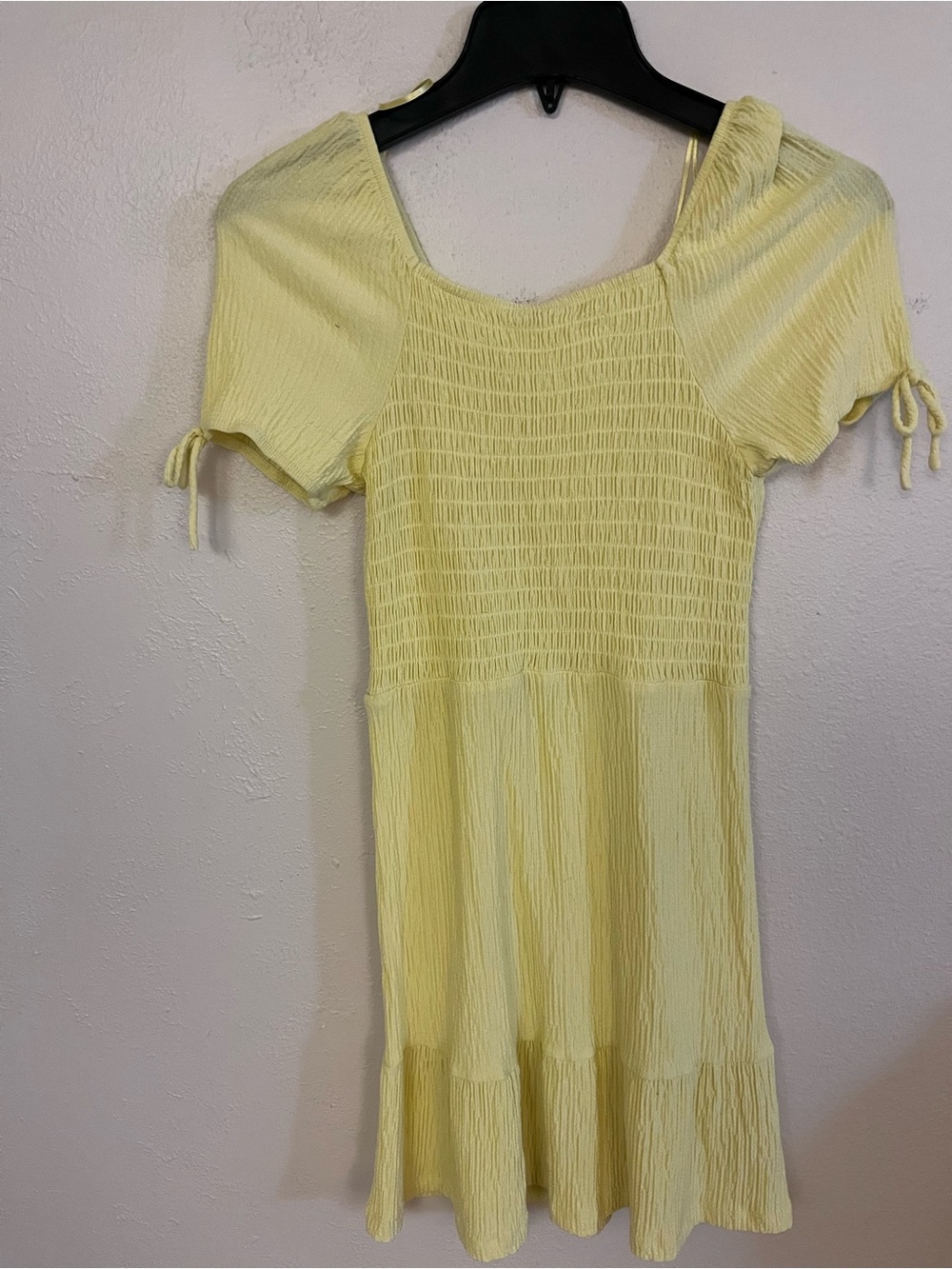 GB Girls Smocked Bodice Crinkle Dress in butter yellow size large